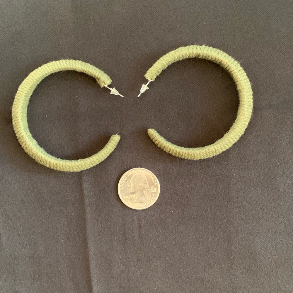 Green knit earrings